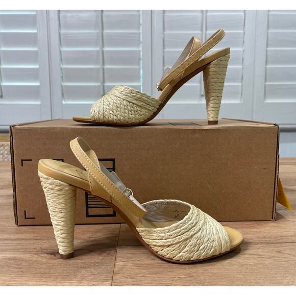 Joie Calan Raffia Ankle-Strap Sandals Natural Tan Leather Size 6 NWOB Comfy Heel - Picture 8 of 12